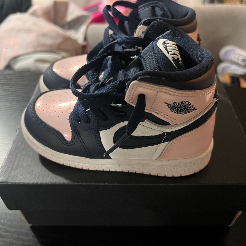 Kids' Nike Jordan 1 in Pink and Navy